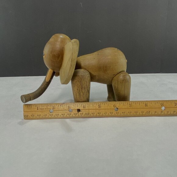 Vintage Zooline Style Jointed Wood Elephant Figurine - Picture 9 of 9